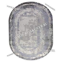 Ковер в гостиную дизайн 08 Серый с синим Овал