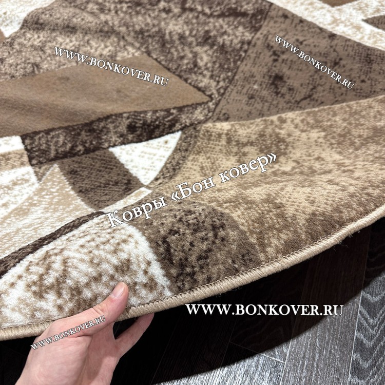 Ковер Лайт Карпет Рисунок 82 Бежево-Коричневый Овал