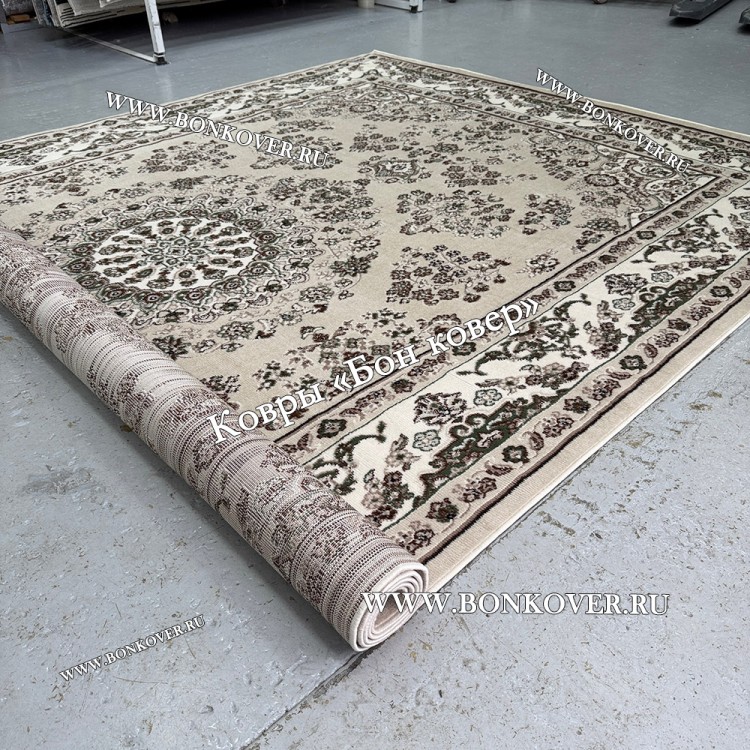 Ковер Лайт Карпет Медальон 30429 Бежево-Коричневый