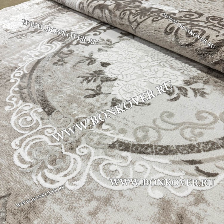 Турецкий Ковер Для Гостиной Дизайн 04 Бежево-Коричневый Круг