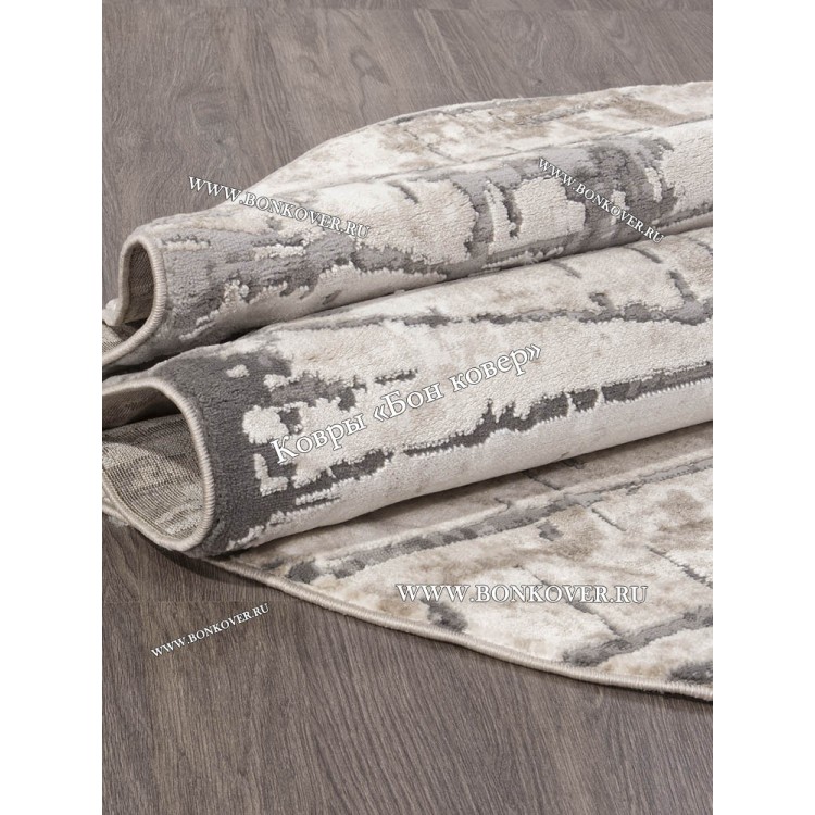 Абстрактный ковер дизайн 78 Серый с коричневым Овал