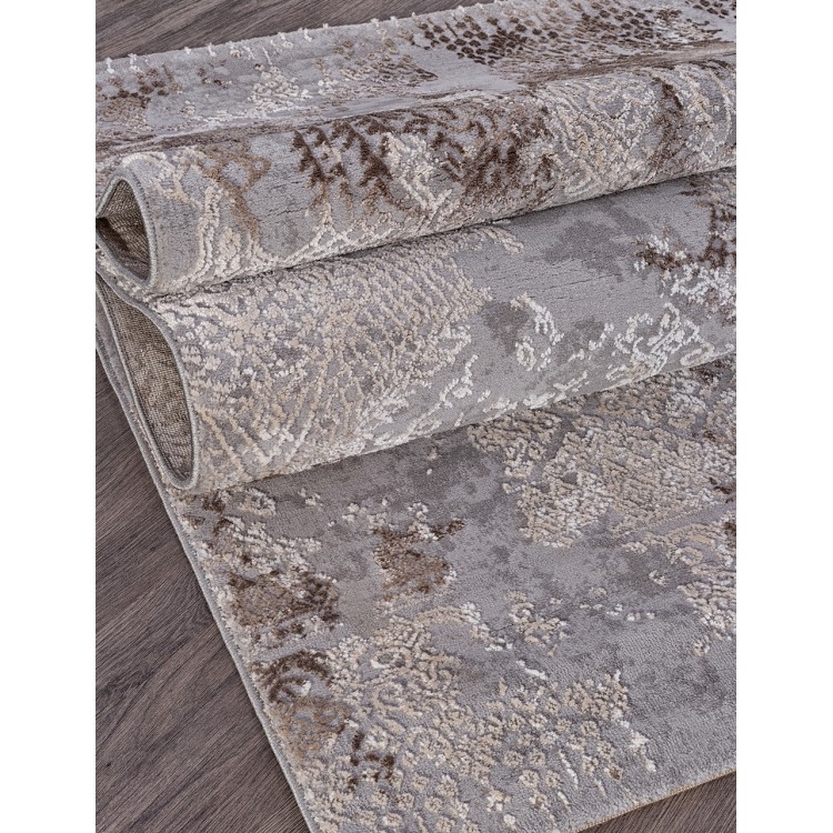 Абстрактный ковер дизайн 79 коричневый с серым